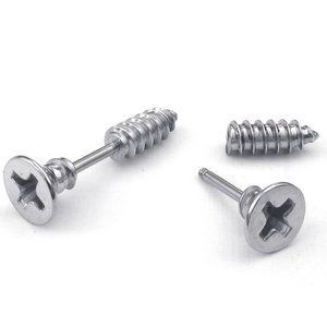 METAL SCREW EARRINGS 1 PAIR